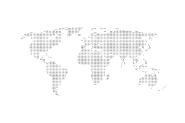 Abu-abu titik peta dunia vektor desain datar . - Stok Vektor