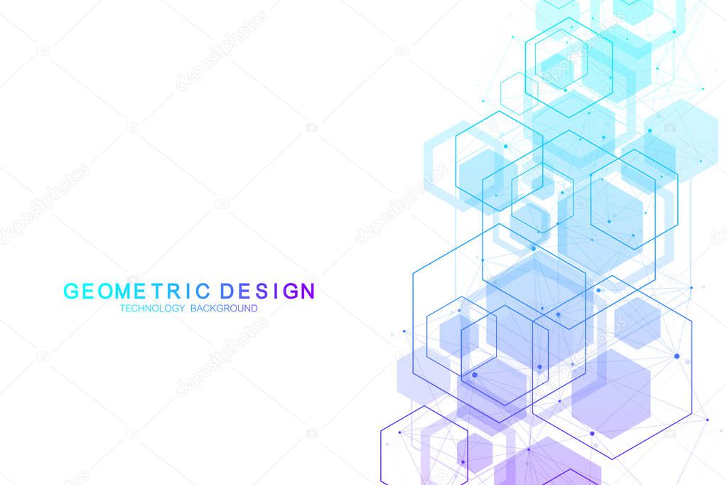 Vector abstract background hexagonal molecular structures in technology background and science style. Medical design. Vector illustration