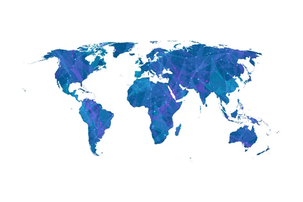 Plexo mapa del mundo de los negocios, vector mundial diseño plano — Vector de stock