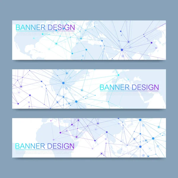 Les bannières vectorielles définissent la technologie numérique de pointe et les antécédents d'ingénierie. Concept de technologie des télécommunications numériques. Fond futuriste abstrait vectoriel — Image vectorielle