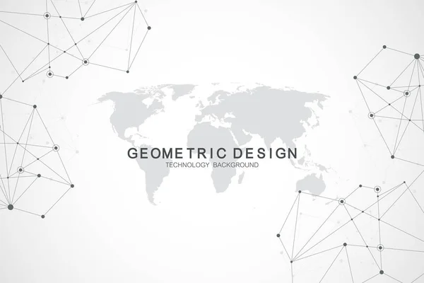 Globala nätverksanslutningar med världskarta. Internet anslutning bakgrund. Abstrakta anslutning struktur. Polygonal utrymme bakgrund. Vektorillustration. — Stock vektor