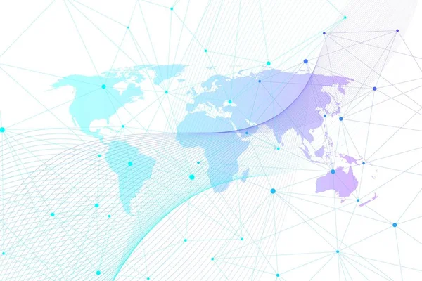 Globale Netzwerkverbindungen mit Weltkarte. Internet-Verbindung Hintergrund. abstrakte Verbindungsstruktur. polygonaler Raumhintergrund. Vektorillustration. — Stockvektor