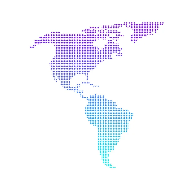 Bunt gepunktete Nord- und Südamerika-Karte Vektor flaches Design — Stockvektor