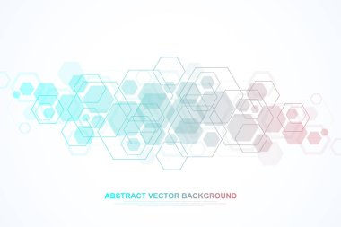 Altıgen arka plan dalgalar ile. Fütüristik teknoloji arka planda bilim tarzı. Tasarımınız için grafik hex arka plan. Vektör çizim