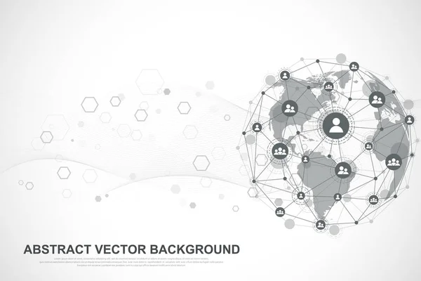 Internet-Verbindung Hintergrund, abstrakter Sinn für Wissenschaft und Technologie Grafikdesign. Globale Netzwerkverbindung — Stockvektor