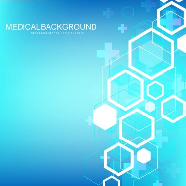 Altıgen arka plan dalgalar ile. Altıgen moleküler yapıları. Fütüristik teknoloji arka planda bilim tarzı. Tasarımınız için grafik hex arka plan. Vektör çizim