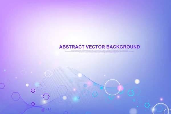 Abstract hexagonal background with waves. Hexagonal molecular structures. Futuristic technology background in science style. Graphic hex background for your design. Vector illustration — Stock Vector
