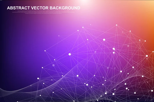 Abstrakter Plexus-Hintergrund mit miteinander verbundenen Linien und Punkten. Plexus geometrische Wirkung Big Data mit Verbindungen. Linien Plexus, minimale Anordnung. digitale Datenvisualisierung. Vektorillustration — Stockvektor