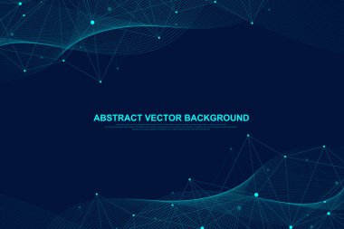 Soyut pleksus bağlı çizgiler ve noktalar arka plan. Pleksus geometrik bileşikler ile büyük veri etkisi. Satırları pleksus, en az dizi. Dijital veri görselleştirme. Vektör çizim