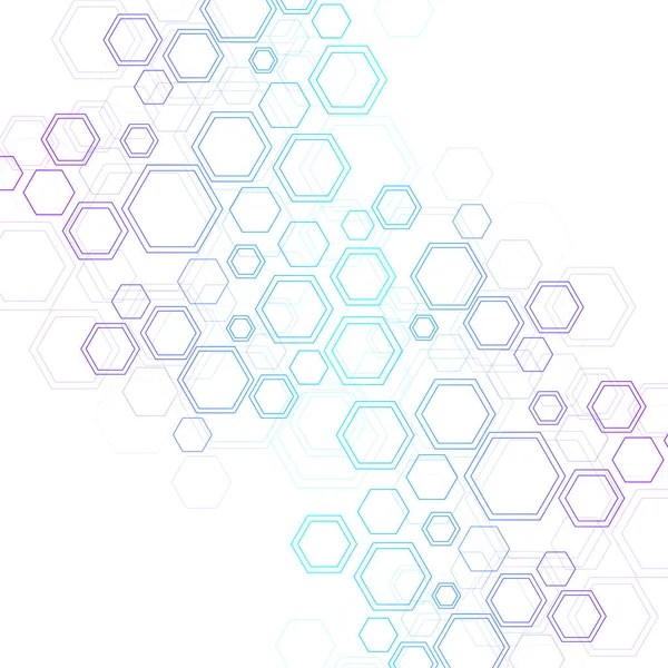 Abstract hexagonal background. Hexagonal molecular structures. Futuristic technology background in science style. Graphic hex background for your design. Vector illustration — Stock Vector