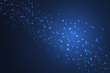 Soyut pleksus bağlı çizgiler ve noktalar arka plan. Pleksus geometrik bileşikler ile büyük veri etkisi. Satırları pleksus, en az dizi. Dijital veri görselleştirme. Vektör çizim