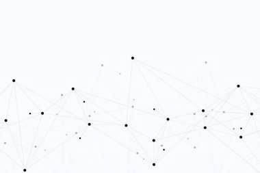 Birbirine bağlı çizgiler ve noktalarla soyut çokgen arkaplan. Minimalist geometrik desen. Molekül yapısı ve iletişim. Grafik pleksus arkaplanı. Bilim, tıp, teknoloji konsepti