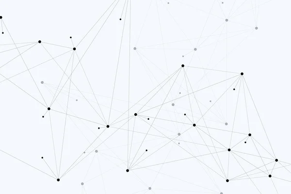 Plano de fundo do plexo abstrato com linhas e pontos conectados. Efeito geométrico do plexo Big data com compostos. Linhas plexo, matriz mínima. Visualização de dados digitais. Ilustração vetorial — Vetor de Stock