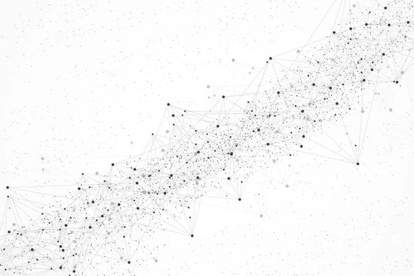 Fond de plexus abstrait avec lignes et points connectés. Effet géométrique du plexus Big data avec composés. Plexus de lignes, tableau minimal. Visualisation de données numériques. Illustration vectorielle — Image vectorielle