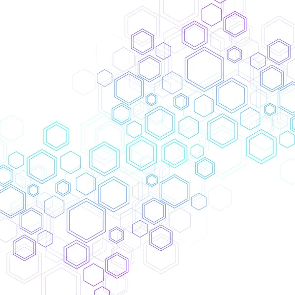 Resumo histórico médico pesquisa de DNA, molécula, genética, genoma, cadeia de DNA. Análise genética conceito de arte com hexágonos, linhas, pontos. Biotecnologia molécula conceito de rede, ilustração vetorial — Vetor de Stock