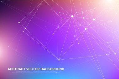 Soyut pleksus bağlı çizgiler ve noktalar arka plan. Pleksus geometrik bileşikler ile büyük veri etkisi. Satırları pleksus, en az dizi. Dijital veri görselleştirme. Vektör çizim