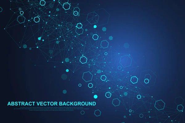 Altıgen arka plan dalgalar ile. Altıgen moleküler yapıları. Fütüristik teknoloji arka planda bilim tarzı. Tasarımınız için grafik hex arka plan. Vektör çizim