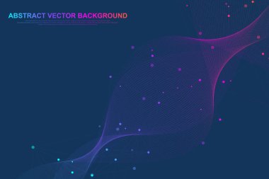 Birbirine bağlı çizgiler ve noktalarla soyut çokgen arkaplan. Minimalist geometrik desen. Molekül yapısı ve iletişim. Grafik pleksus arkaplanı. Bilim, tıp, teknoloji konsepti