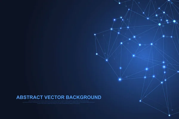 Conexiones de red globales con puntos y líneas. Ilustración del vector de tecnología . — Archivo Imágenes Vectoriales