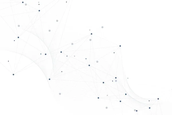 Conexiones de red globales con puntos y líneas. Ilustración del vector de tecnología . — Archivo Imágenes Vectoriales
