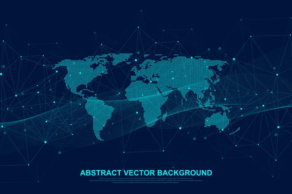 Globales Netzwerk Verbindungskonzept Visualisierung Von Big Data Kommunikation Über Soziale — Stockvektor