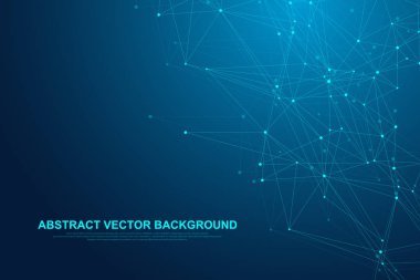 Fütüristik soyut vektör arka plan blockchain teknoloji. Derin web arka plan. Ağ iş kavramı noktadan noktaya. Genel cryptocurrency blockchain vektör afiş. Dalga akışı