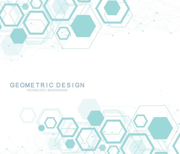 Abstrakter sechseckiger Hintergrund. sechseckige molekulare Strukturen. futuristischer Technologie-Hintergrund im naturwissenschaftlichen Stil. Grafik-Hex-Hintergrund für Ihr Design. Vektorillustration — Stockvektor