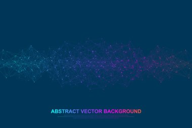 Fütüristik soyut vektör arka plan blockchain teknoloji. Derin web arka plan. Ağ iş kavramı noktadan noktaya. Genel cryptocurrency blockchain vektör afiş. Dalga akışı