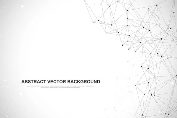 Abstrakter Plexus-Hintergrund mit miteinander verbundenen Linien und Punkten. Plexus geometrische Wirkung Big Data mit Verbindungen. Linien Plexus, minimale Anordnung. digitale Datenvisualisierung. Vektorillustration — Stockvektor