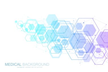 Soyut tıbbi geçmiş DNA araştırması, molekül, genetik, genom, DNA zinciri. Altılı, dalgalı, çizgili, noktalı genetik analiz sanat konsepti. Biyoteknoloji ağ konsepti molekülü, vektör