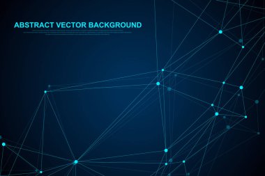 Soyut pleksus bağlı çizgiler ve noktalar arka plan. Dalga akışı. Pleksus geometrik bileşikler ile büyük veri etkisi. Satırları pleksus, en az dizi. Dijital veri görselleştirme. Vektör çizim