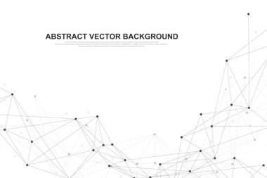 Soyut pleksus bağlı çizgiler ve noktalar arka plan. Dalga akışı. Pleksus geometrik bileşikler ile büyük veri etkisi. Satırları pleksus, en az dizi. Dijital veri görselleştirme. Vektör çizim