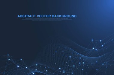 Fütüristik soyut vektör arka plan blockchain teknoloji. Ağ iş kavramı noktadan noktaya. Genel cryptocurrency blockchain vektör afiş. Dalga akışı