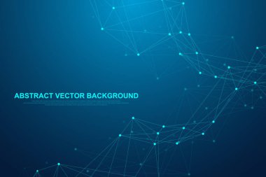 Soyut pleksus bağlı çizgiler ve noktalar arka plan. Dalga akışı. Pleksus geometrik bileşikler ile büyük veri etkisi. Satırları pleksus, en az dizi. Dijital veri görselleştirme. Vektör çizim