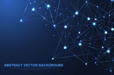 Soyut pleksus bağlı çizgiler ve noktalar arka plan. Dalga akışı. Pleksus geometrik bileşikler ile büyük veri etkisi. Satırları pleksus, en az dizi. Dijital veri görselleştirme. Vektör çizim