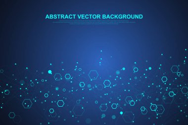 Tıp, bilim, teknoloji, Kimya için bilimsel molekül arka plan. Duvar kağıdı veya afiş bir Dna molekülleri ile. Vektör geometrik dinamik çizim