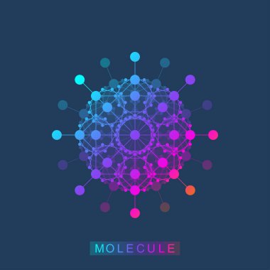 Molekül logo şablon simgesi, bilim genetik logo, Dna sarmalı. Genetik analiz, araştırma biyoteknoloji kod Dna molekülleri. Biyoteknoloji genom kromozom. Vektör çizim