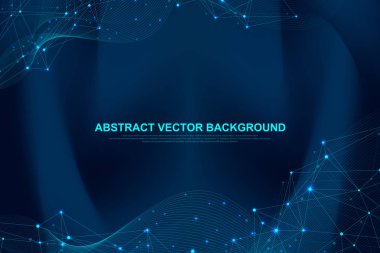 Fütüristik arka plan blockchain teknoloji. Genel Internet ağ bağlantı. Ağ iş kavramı noktadan noktaya. Genel cryptocurrency blockchain vektör afiş. Dalga akışı