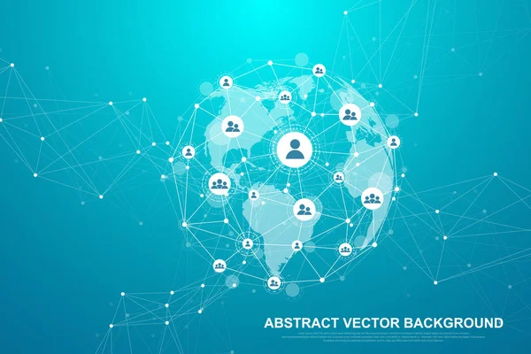 Futurista abstrato tecnologia blockchain fundo. Conexão global à rede de internet. Conceito de negócio de rede peer to peer. Banner vetorial blockchain criptomoeda global. Fluxo de onda — Vetor de Stock