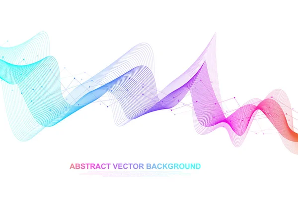 Abstrakta färgstarka wave linjer bakgrund. Geometrisk mall för din design broschyr, flyer, rapport, hemsida, banner. Vektorillustration — Stock vektor