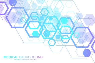 Tıp, bilim, teknoloji, Kimya için bilimsel molekül arka plan. Duvar kağıdı veya afiş ile bir Dna molekülün Dna dijital, sıralaması, kod yapısı. Vektör geometrik dinamik çizim