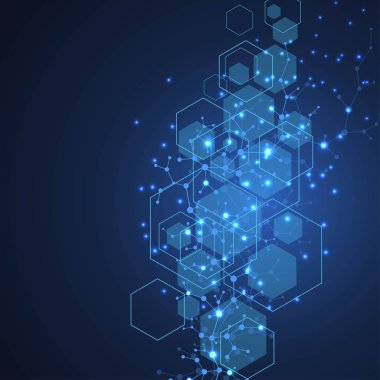 Bilimsel molekül arka plan Dna çift sarlak illüstrasyon sığ alan derinliği ile. Dna molekülleri ile gizemli duvar kağıdı veya afiş. Genetik bilgi vektörü