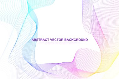 Soyut renkli dalga hatları arka plan. Dairesel tel kafes Mesh elemanı. Tasarım broşürü, Flyer, rapor, Web sitesi, afiş için geometrik şablon. Vektör Illustration