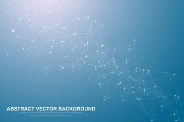 Büyük veri görselleştirmesi. Sosyal ağ veya iş analitiği gösterimi. Soyut vektör grafikleri. Fütüristik infografik illüstrasyon