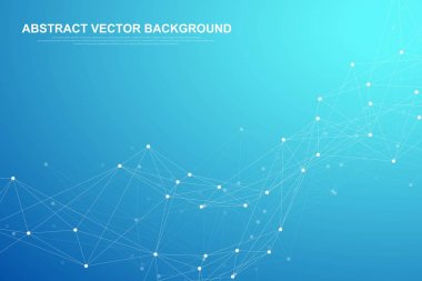 Soyut pleksus bağlı çizgiler ve noktalar arka plan. Dalga akışı. Pleksus geometrik bileşikler ile büyük veri etkisi. Satırları pleksus, en az dizi. Dijital veri görselleştirme. Vektör çizim