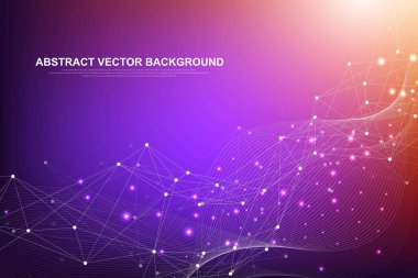 Büyük veri görselleştirmesi. Sosyal ağ veya iş analitiği gösterimi. Soyut vektör grafikleri. Fütüristik infografik illüstrasyon