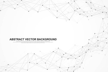 Büyük veri görselleştirmesi. Sosyal ağ veya iş analitiği gösterimi. Soyut vektör grafikleri. Fütüristik infografik illüstrasyon.