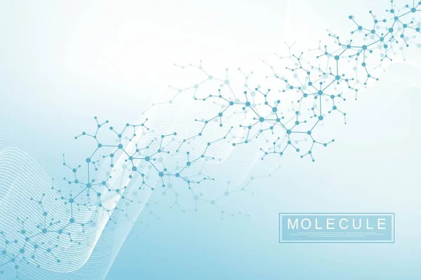 Molécule scientifique fond ADN double hélice illustration avec faible profondeur de champ. Mystérieux papier peint ou bannière avec des molécules d'ADN. Vecteur d'information génétique — Image vectorielle