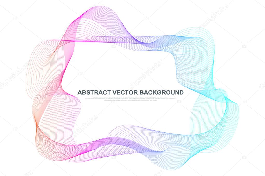 Abstract colorful wave lines background. Circular wireframe mesh logo element. Geometric template for your design brochure, flyer, report, website, banner. Vector illustration