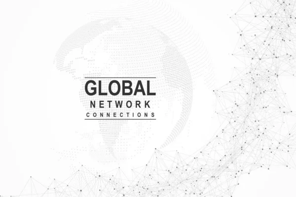 Globale Netzwerkverbindung. Weltkarte Punkt-und Linienzusammensetzung Konzept des globalen Geschäfts. Internettechnologie. Soziales Netzwerk. Vektorillustration — Stockvektor